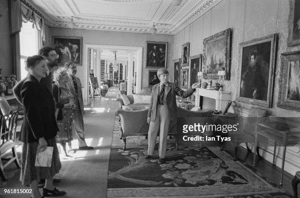 Young Charles Spencer, Viscount Althorp and later the 9th Earl Spencer, a godson of Queen Elizabeth II and brother of Lady Diana Spencer, shows...