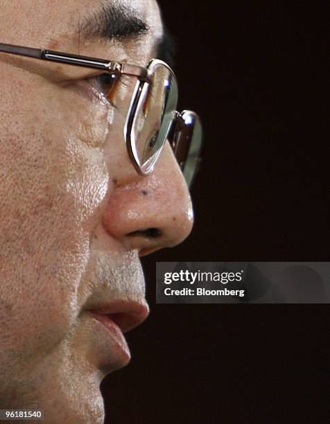 Masaaki Shirakawa, governor of the Bank of Japan, speaks during a news conference at the central bank's headquarters in Tokyo, Japan, on Tuesday,...