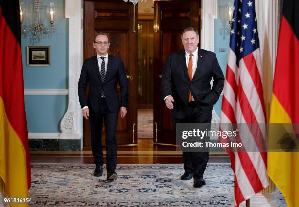 German Foreign Minister Heiko Maas meets with Secretary of State Michael Pompeo on on May 23, 2018 in Washington, DC. Maas is in Washington D.C. For...