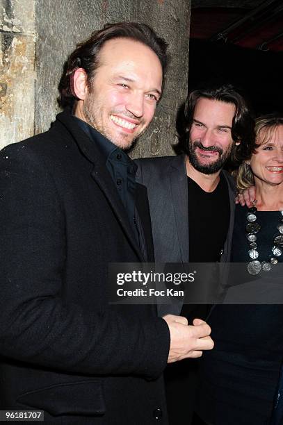 Actor Vincent Perez, TV host/writer Frederic Beigbeder and a guest attend the Glenfiddich Single Malt Rare Editions Launch Party at the Opera Garnier...