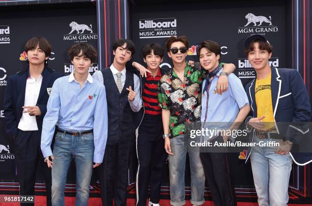 Musical group BTS attends the 2018 Billboard Music Awards at MGM Grand Garden Arena on May 20, 2018 in Las Vegas, Nevada.