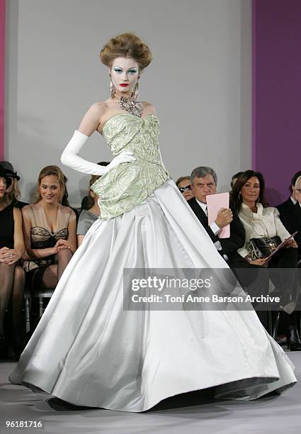 Model walks the runway at Christian Dior Haute-Couture show as part of the Paris Fashion Week Spring/Summer 2010 at Boutique Dior on January 25, 2010...