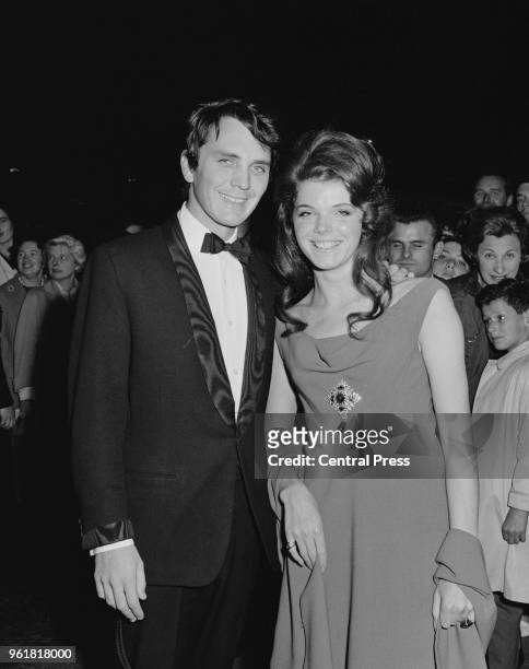 Actors Terence Stamp and Samantha Eggar at the premiere of the film 'Billy Budd' at the Leicester Square Theatre, London, 21st September 1962. Stamp...