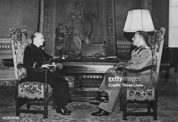 Spanish politician Ramon Serrano Suner , Minister of the Interior and brother-in-law of General Franco, with Italian Foreign Minister Galeazzo Ciano...