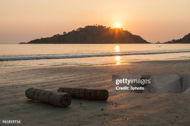 sunset at the beach - palolem beach stock pictures, royalty-free photos & images