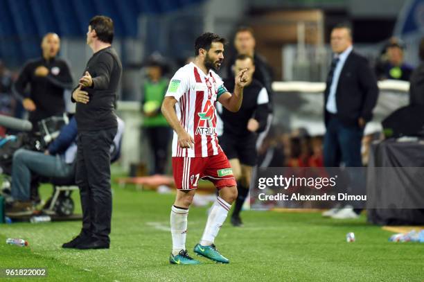 Johan Cavalli of Ajaccio during the Ligue 1 playoff match between AC Ajaccio and FC Toulouse at Stade de la Mosson on May 23, 2018 in Montpellier,...