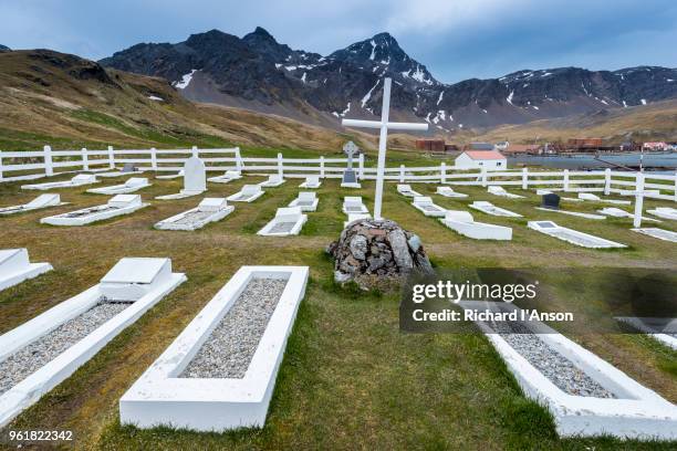 whaler's cemetery - grytviken stock pictures, royalty-free photos & images