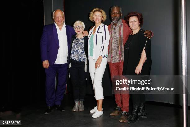 Eric-Emmanuel Schmitt, Sophie Forte, Corinne Touzet , Jean-Erns Marie-Louise and Anne Bourgeois attend "Voyage en Ascenseur" Theater Play at Theatre...