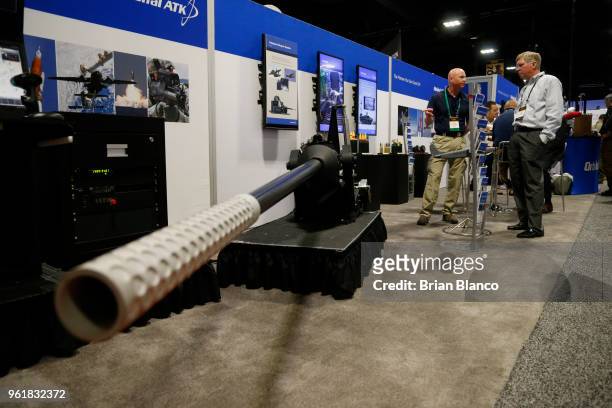 Attendees inspect the latest military technology and gear during the Special Operations Forces Industry Conference on May 23, 2018 in Tampa, Florida....