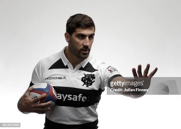 Juan Martin Fernandez Lobbe of the Barbarians poses for a portrait during the Barbarians Squad Photocall at Hilton Park Lane on May 22, 2018 in...