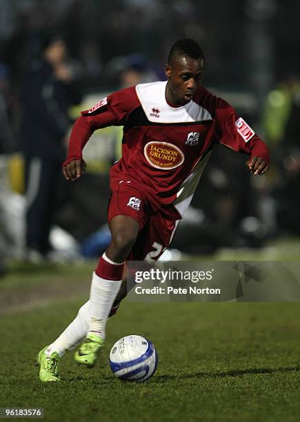 Courtney Herbert of Northampton Town in action during the Coca Cola League Two Match between Macclesfield Town and Northampton Town at Moss Rose...