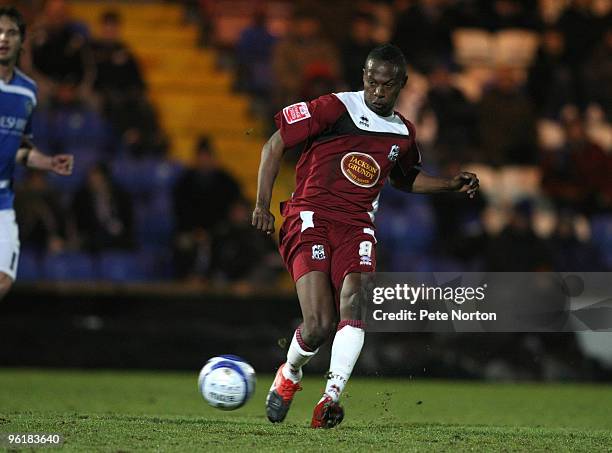 Abdul Osman of Northampton Town in action during the Coca Cola League Two Match between Macclesfield Town and Northampton Town at Moss Rose Stadium...