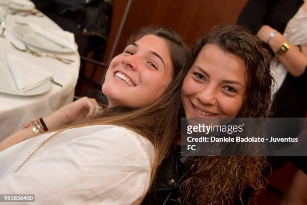 Sofia Cantore and Arianna Caruso during the Juventus women dinner party Juventus on May 23, 2018 in Turin, Italy.