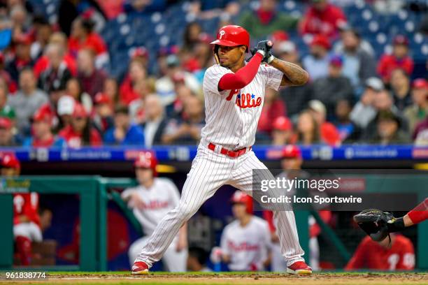 Philadelphia Phillies right fielder Nick Williams ready at the plate during the MLB game between the Atlanta Braves and the Philadelphia Phillies on...