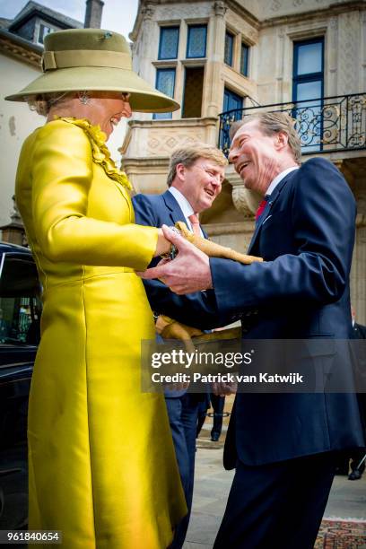 King Willem-Alexander of The Netherlands and Queen Maxima of The Netherlands are welcomed by Grand Duke Henri and Grand Duchess Maria Teresa at the...