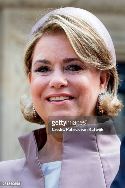 Grand Duchess Maria Teresa of Luxembourg at the Grand Ducal Palace on May 23, 2018 in Luxembourg, Luxembourg. The Dutch King and Queen are in...