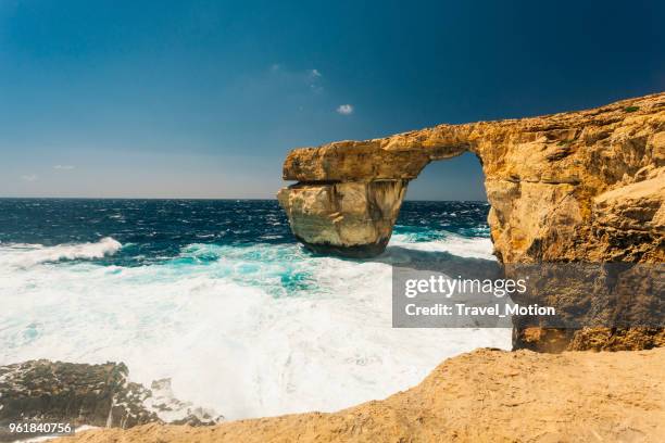 azure window gozo island, malta - azure window malta stock pictures, royalty-free photos & images