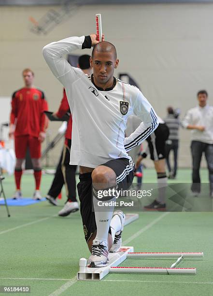 Jerome Boateng of the German national football team is seen during a fitness test at the Glaspalast on January 26, 2010 in Sindelfingen, Germany.