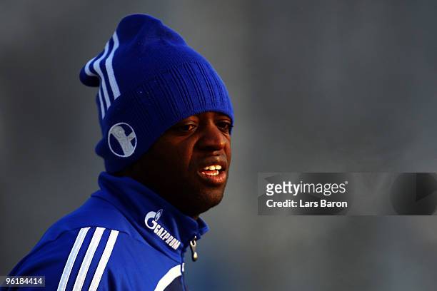Ze Roberto looks on during a Schalke 04 training session on January 26, 2010 in Gelsenkirchen, Germany.