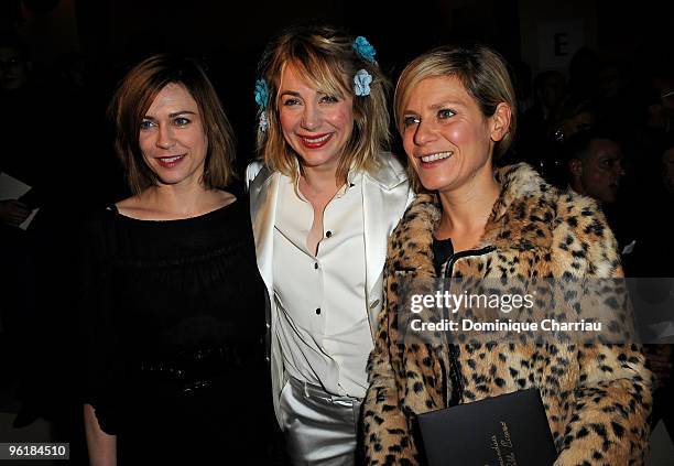 Emilie Dequenne, Julie Depardieu and Marina Fois attend Etam Spring/Summer 2010 Collection Launch by Natalia Vodianova at Hotel Ritz on January 25,...