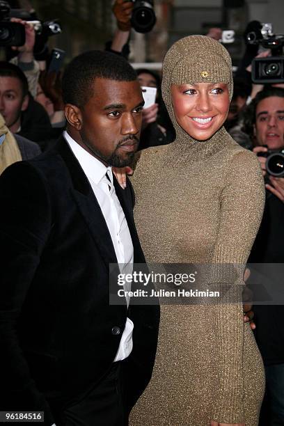 Kanye West and Amber Rose attend the Chanel Haute-Couture show as part of Paris Fashion Week Spring/Summer 2010 at Pavillon Cambon Capucines on...