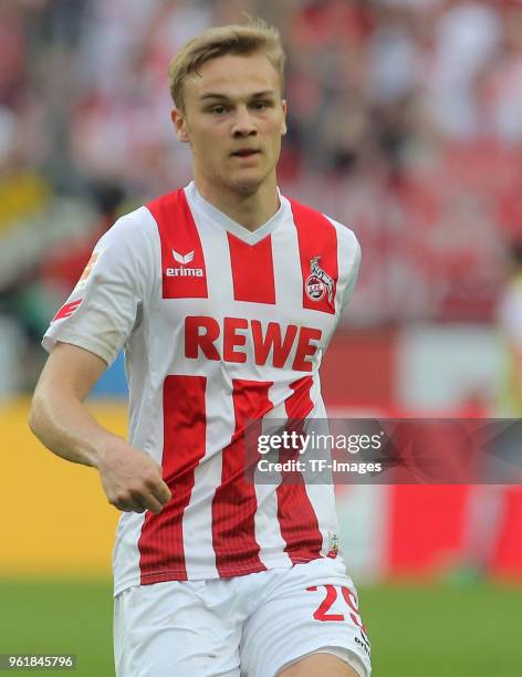 Tim Handwerker of Koeln controls the ball during the Bundesliga match between 1. FC Koeln and FC Schalke 04 at RheinEnergieStadion on April 22, 2018...