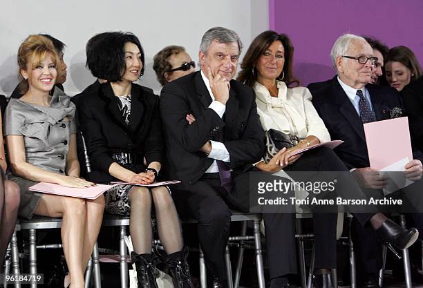 Kylie Minogue, Maggie Cheung, Sidney Toledano and Pierre Cardin attend the Christian Dior Haute-Couture show as part of the Paris Fashion Week...