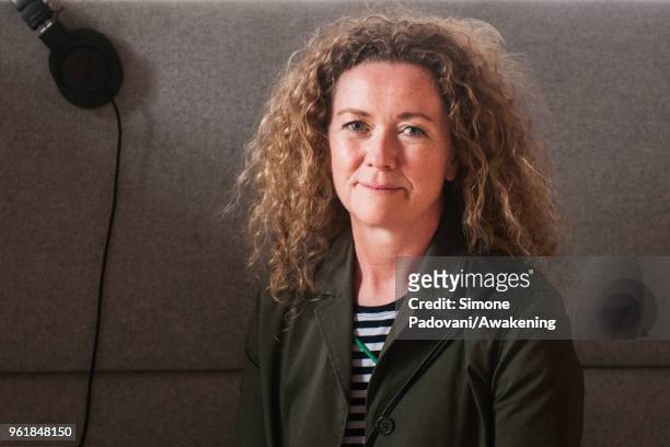 Architect Orla Murphy poses at the Irish Pavilion in the Arsenale during the press preview of the 16th International Architecture Biennale on May 23,...