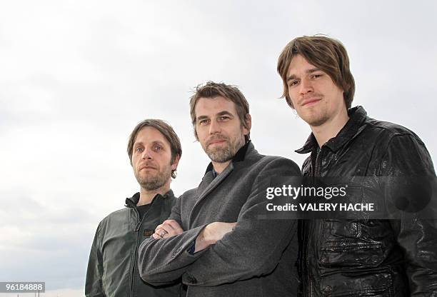 Members of "The Black swan effect" band Gareth Hale, Dominic Greensmith and Jesse Wood pose during a photocall on January 26, 2010 in Cannes,...