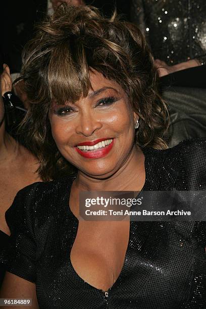 Tina Turner attends the Giorgio Armani Prive Haute-Couture show as part of the Paris Fashion Week Spring/Summer 2010 at Palais de Chaillot on January...