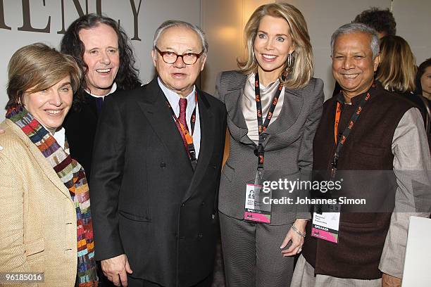 Stephanie Czerny, singer Donovan, Hubert Burda, economist Muhammad Yunus and Gabriele Princess Inaara The Begum Aga Khan attend the Digital Life...