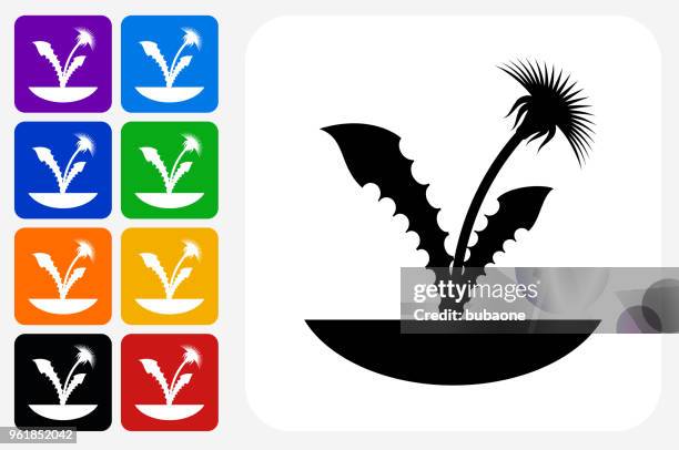 plants icon square button set - different hobbies stock illustrations