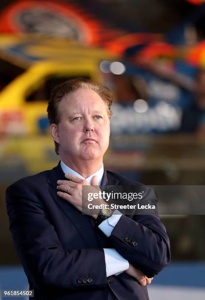 Chief Executive Officer and Chairman, Brian France, watches on during the NACAR Hall of Fame Voting Day at NASCAR Hall of Fame on May 23, 2018 in...