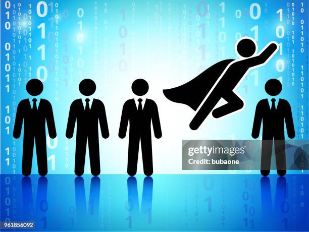 business leadership and success on binary code blue background - flight simulation stock illustrations