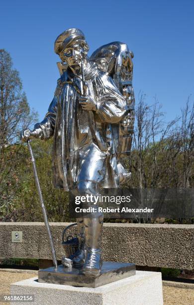 Stainless steel sculpture by Jeff Koons titled 'Kiepenkerl' at the Hirshhorn Museum and Sculpture Garden on the National Mall in Washington, D.C.