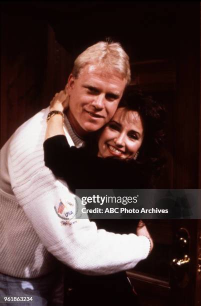 Boomer Esiason, Susan Lucci visiting the set of Disney General Entertainment Content via Getty Images's 'All My Children'.