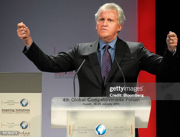 Jeffrey Immelt, chief executive officer of General Electric Co., speaks at the Global Competitiveness Forum in Riyadh, Saudi Arabia, on Tuesday, Jan....