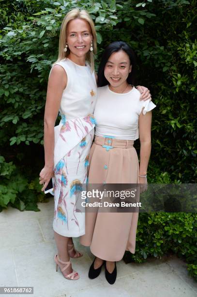 Felicia Brocklebank and Edeline Lee attend the 2018 BFC Fashion Trust grant recipients announcement hosted by Megha Mittal on May 23, 2018 in London,...