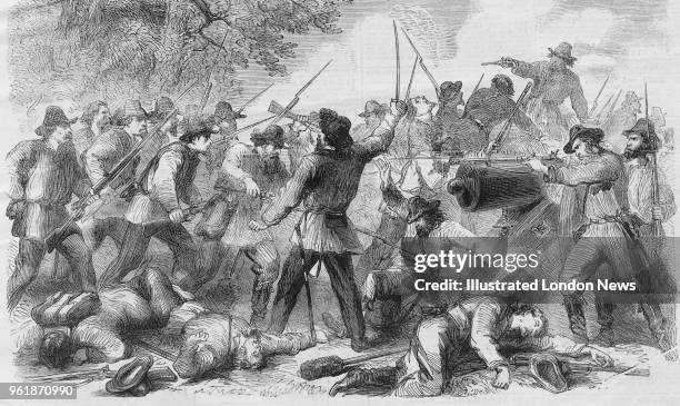 The Union 46th Indiana Infantry, under the command of Col. Graham N. Fitch attack the Confederate artillery batteries on Saint Charles' bluffs during...