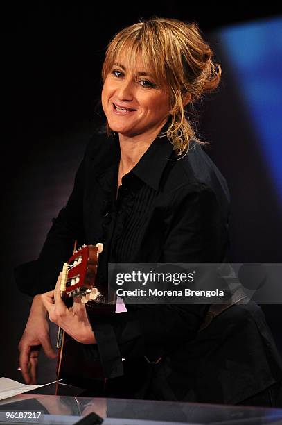 Luciana Littizzettois a guest on the Italian tv show " Che tempo che fa" on January 25 , 2009. In Milan, Italy.