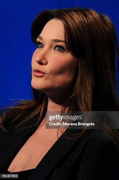 Carla Bruni Sarkozi is a guest on the Italian tv show " Che tempo che fa" on January 25 , 2009. In Milan, Italy.