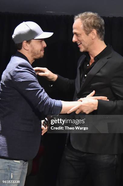 Recording artist Gavin DeGraw accepts the Golden Uke for Music Heals Award onstage from iHeartMedia Vice President and General Manager Tom Polman...