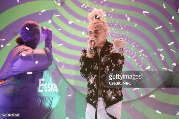 Episode 0878 -- Pictured: Musical Guest Lil Pump performs "Esskeetit" on May 23, 2018 --