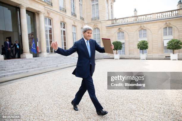 John Kerry, former U.S. Secretary of State, departs the Tech For Good meeting at Elysee Palace in Paris, France, on Wednesday, May 23, 2018. A group...