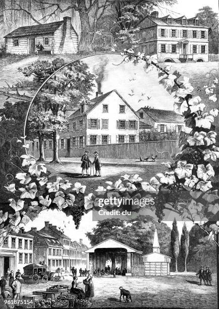 scenes of germantown, usa - germantown illinois stock illustrations