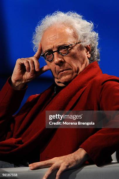 Giampiero Mughini is a guest on the Italian tv show " Che tempo che fa' " on January 25 , 2009. In Milan, Italy.