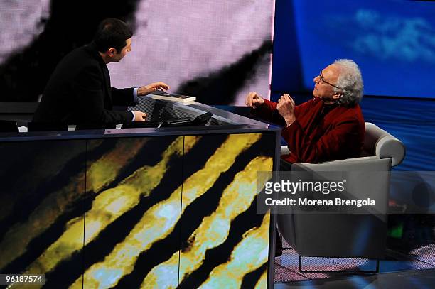Giampiero Mughini is a guest on the Italian tv show " Che tempo che fa' " on January 25 , 2009. In Milan, Italy.