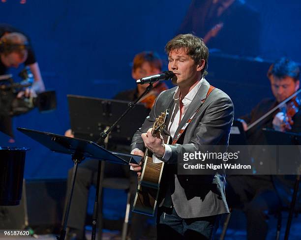 Morten Harket of A-HA performs the Haiti Fund Raiser at at Oslo Opera House on January 24, 2010 in Oslo, Norway.
