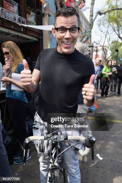 Steve O is seen at Stormy Daniels receives a City Proclamation and Key to The City of West Hollywood at Chi Chi LaRue's on May 23, 2018 in West...