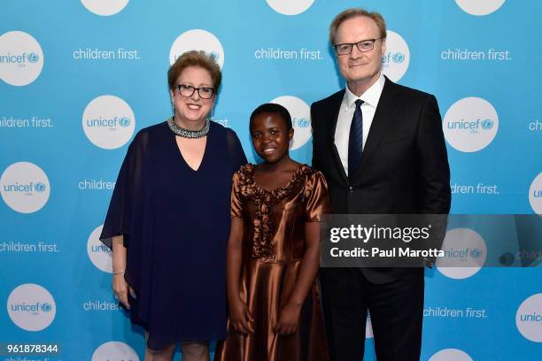 Caryl M. Stern, CEO & President of UNICEF USA, presenter Joyce Chisale and Lawrence O'Donnell, recipient of the 2018 UNICEF Children's Champion...